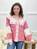 POL Vintage Washed Crochet Contrast Jacket