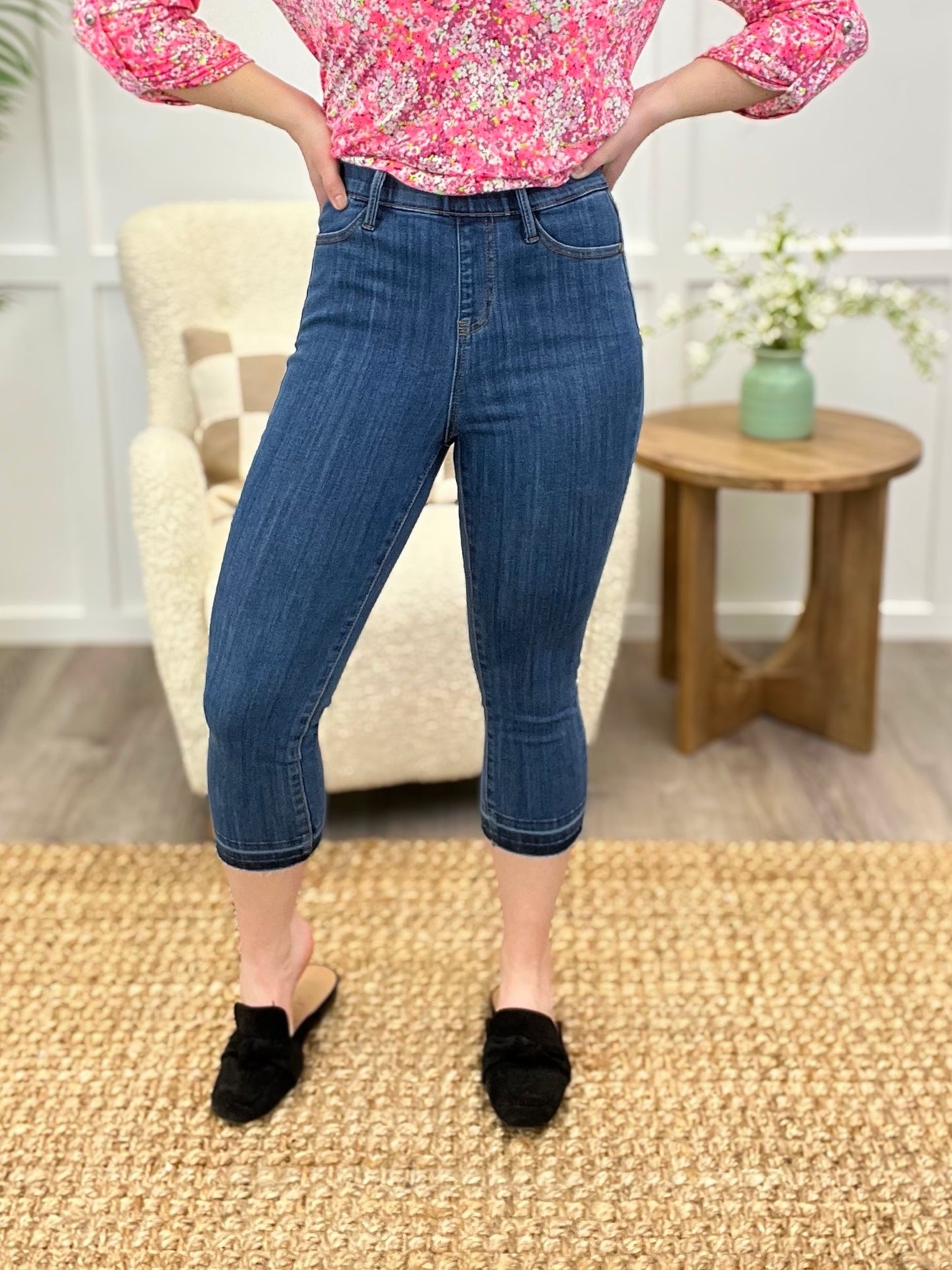 Willow Grace Pull-On High-Rise Capri Jeans by Judy Blue