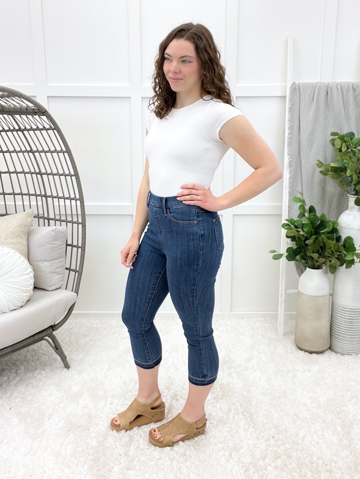 Willow Grace Pull-On High-Rise Capri Jeans by Judy Blue