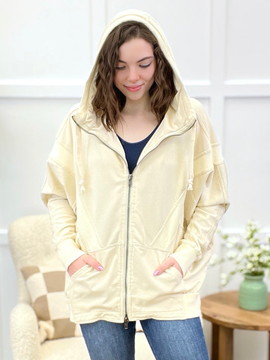 Buttercream Bliss Zip-Up Hooded Jacket