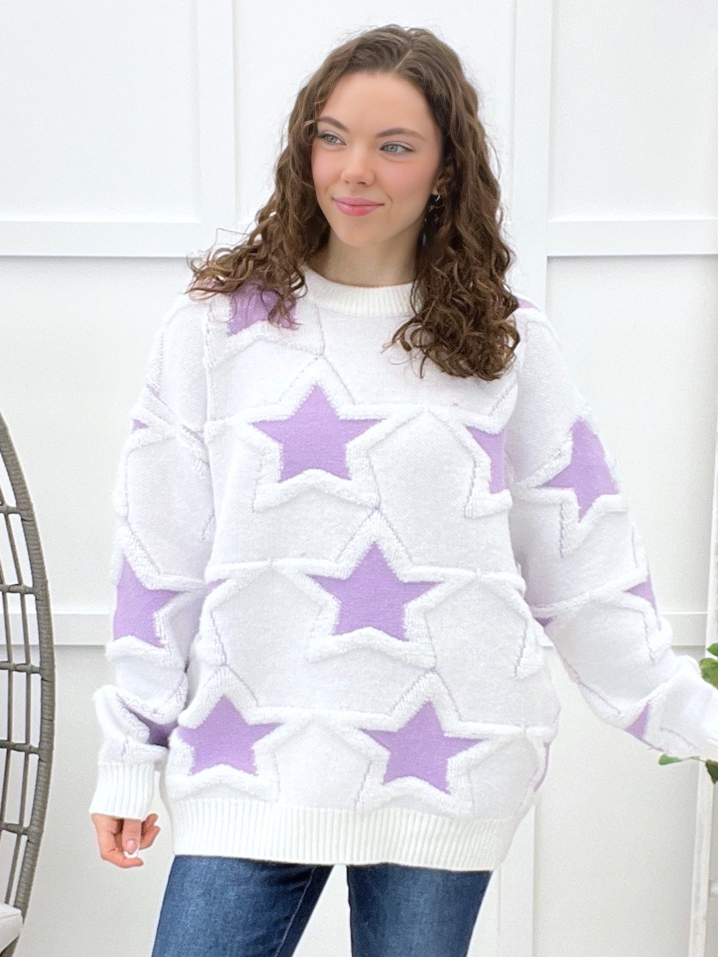 Stellar Comfort Lavender Star Sweater
