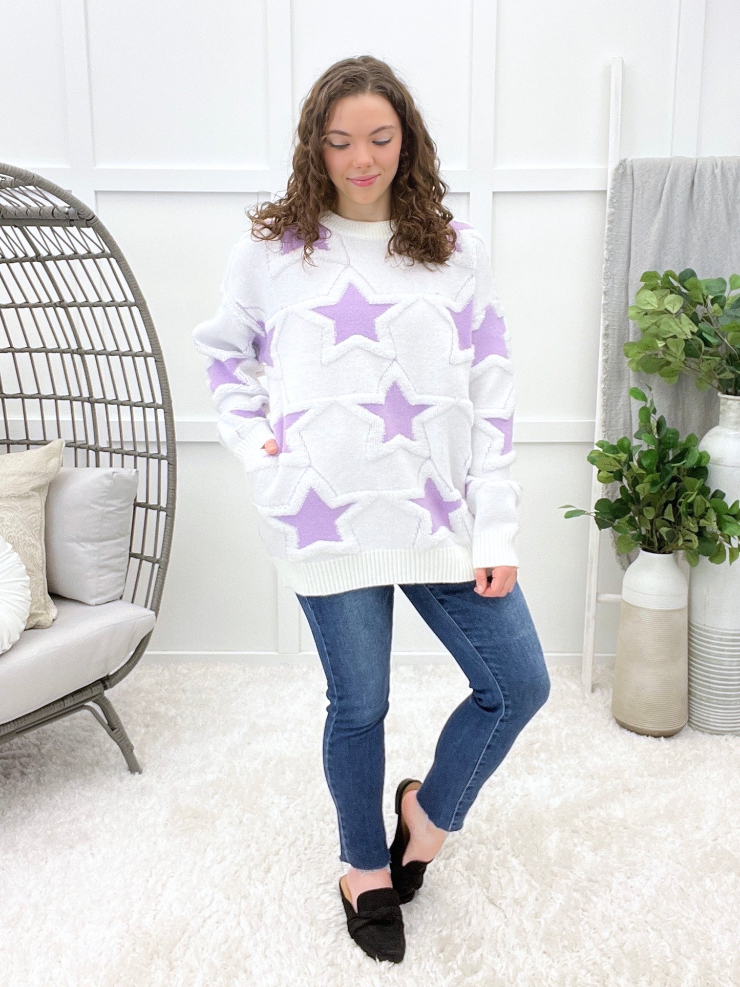 Stellar Comfort Lavender Star Sweater