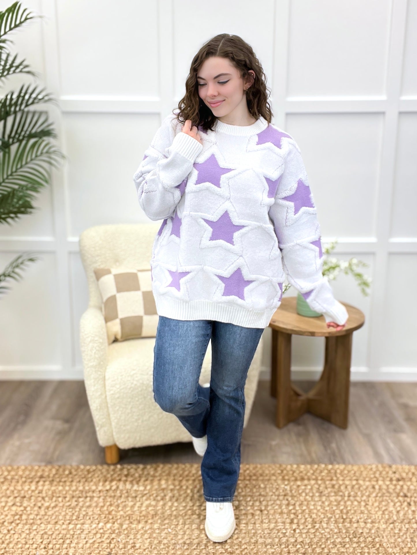 Stellar Comfort Lavender Star Sweater