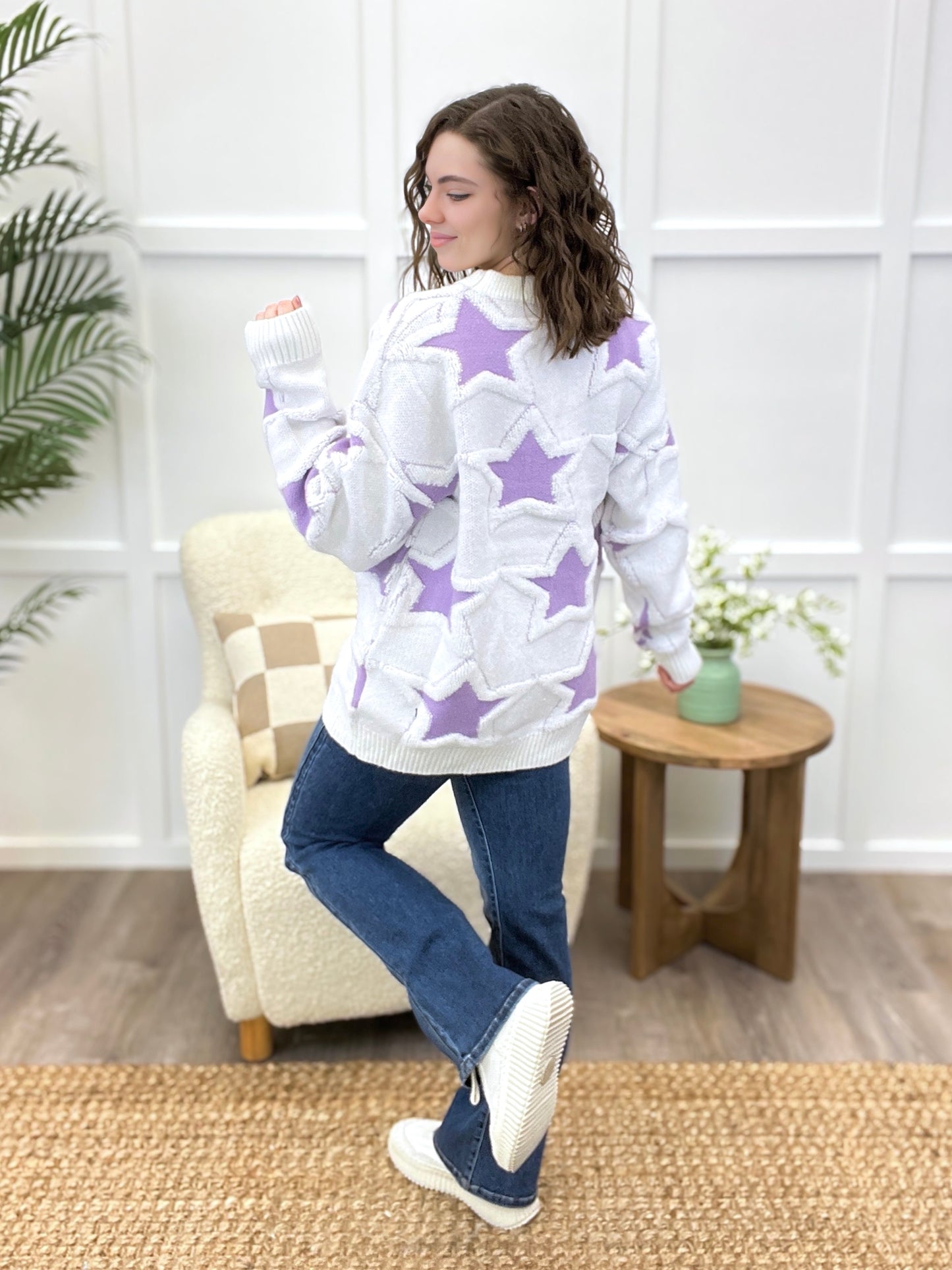 Stellar Comfort Lavender Star Sweater