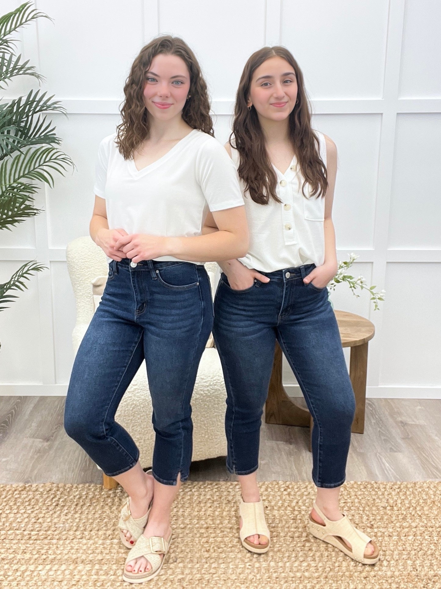 Sophia Grace High-Rise Denim Capris – Premium Stretch