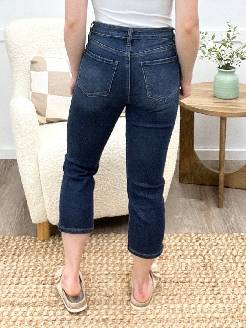 Sophia Grace High-Rise Denim Capris – Premium Stretch