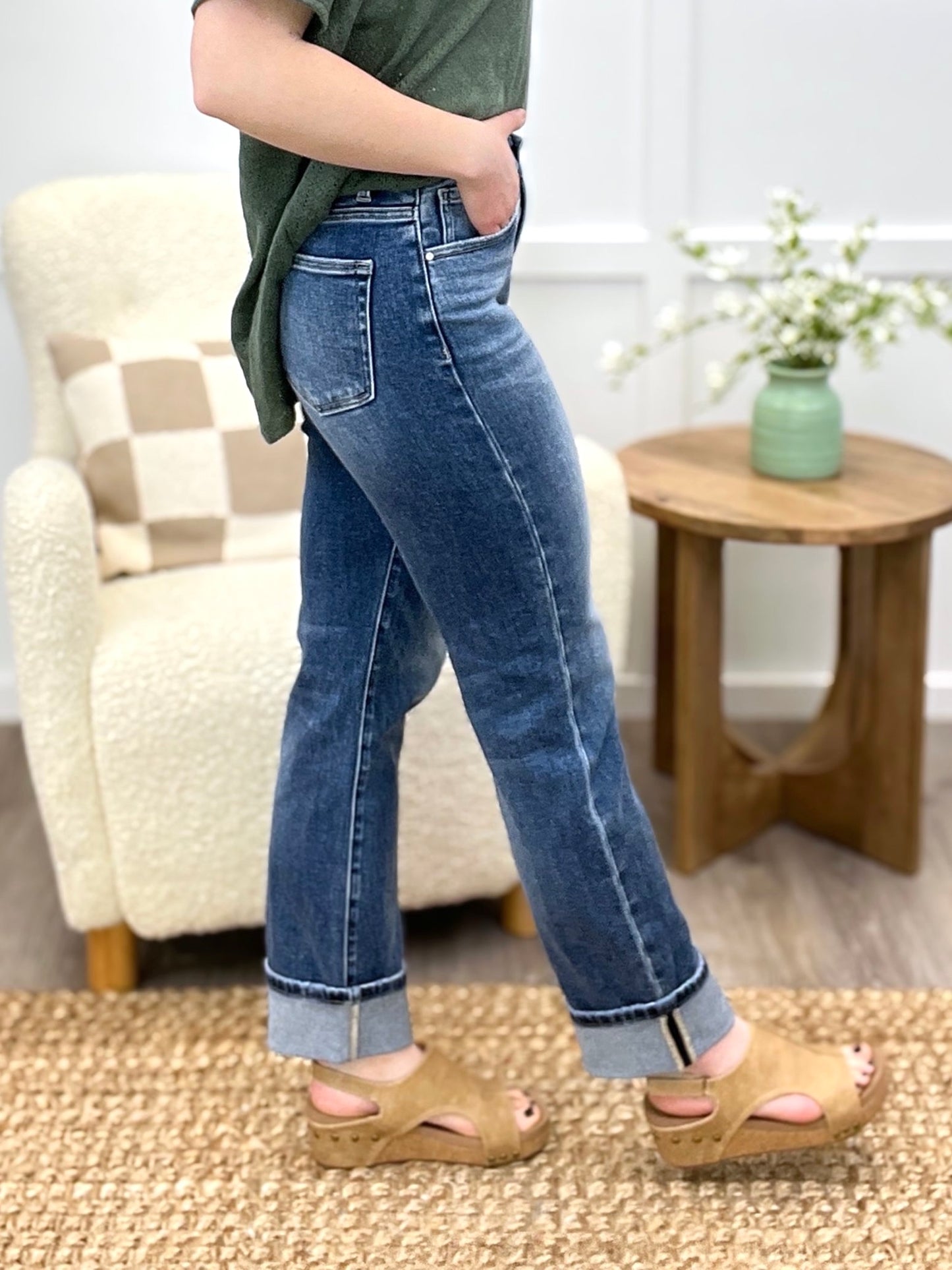 Diana Cuffed Tummy Control Jeans by Risen
