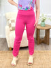 Dear Scarlett Women's Solid Straight Leg Magic Pants, Fuchsia