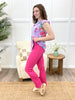 Dear Scarlett Women's Solid Straight Leg Magic Pants, Fuchsia