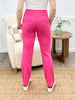 Dear Scarlett Women's Solid Straight Leg Magic Pants, Fuchsia