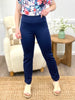 Dear Scarlett Women's Solid Straight Leg Magic Pants, Navy
