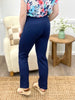 Dear Scarlett Women's Solid Straight Leg Magic Pants, Navy
