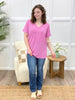 Layla Luxe V-Neck Short Sleeve Top – Light Pink