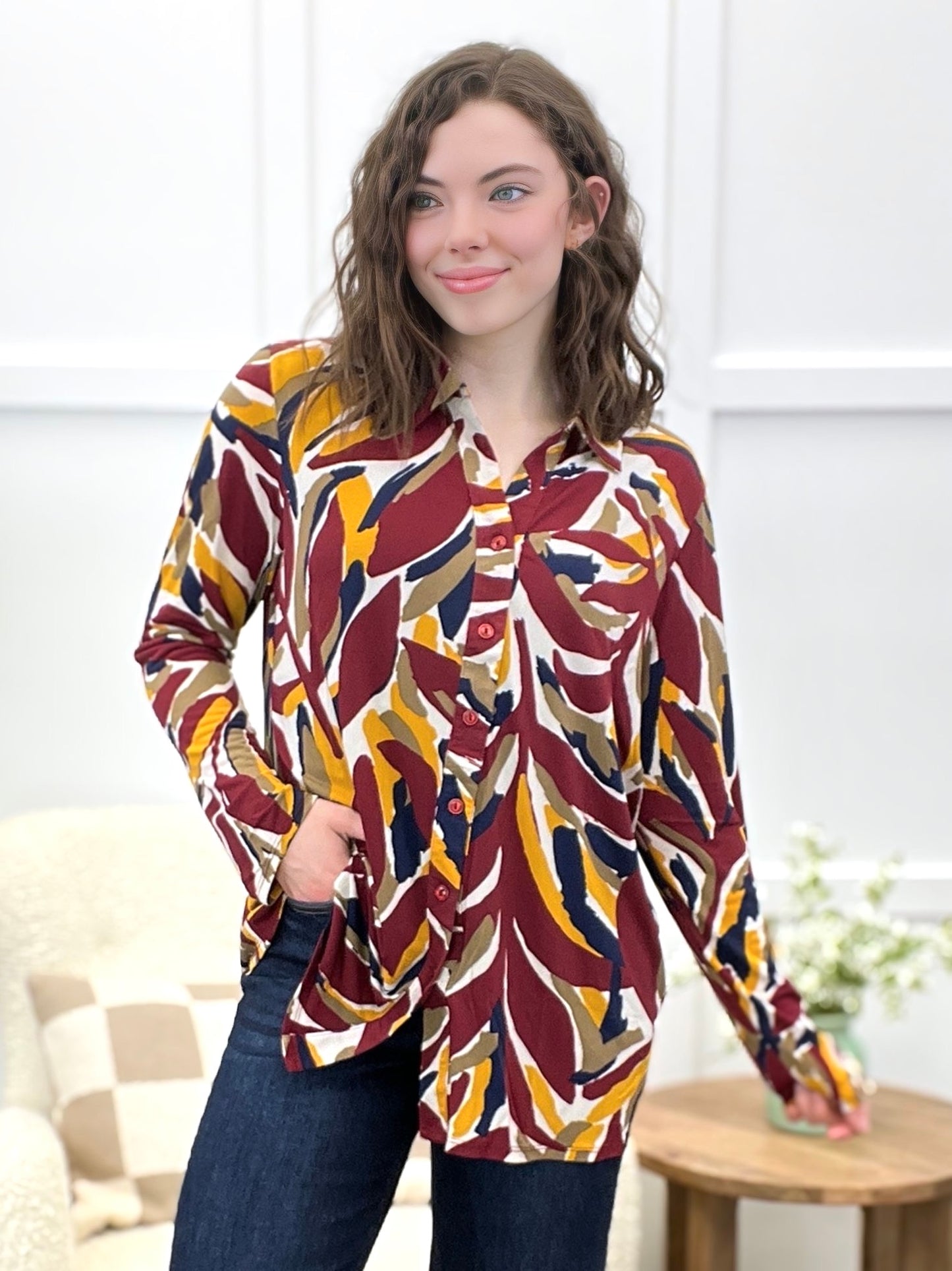 Savannah Splash Button-Up Top