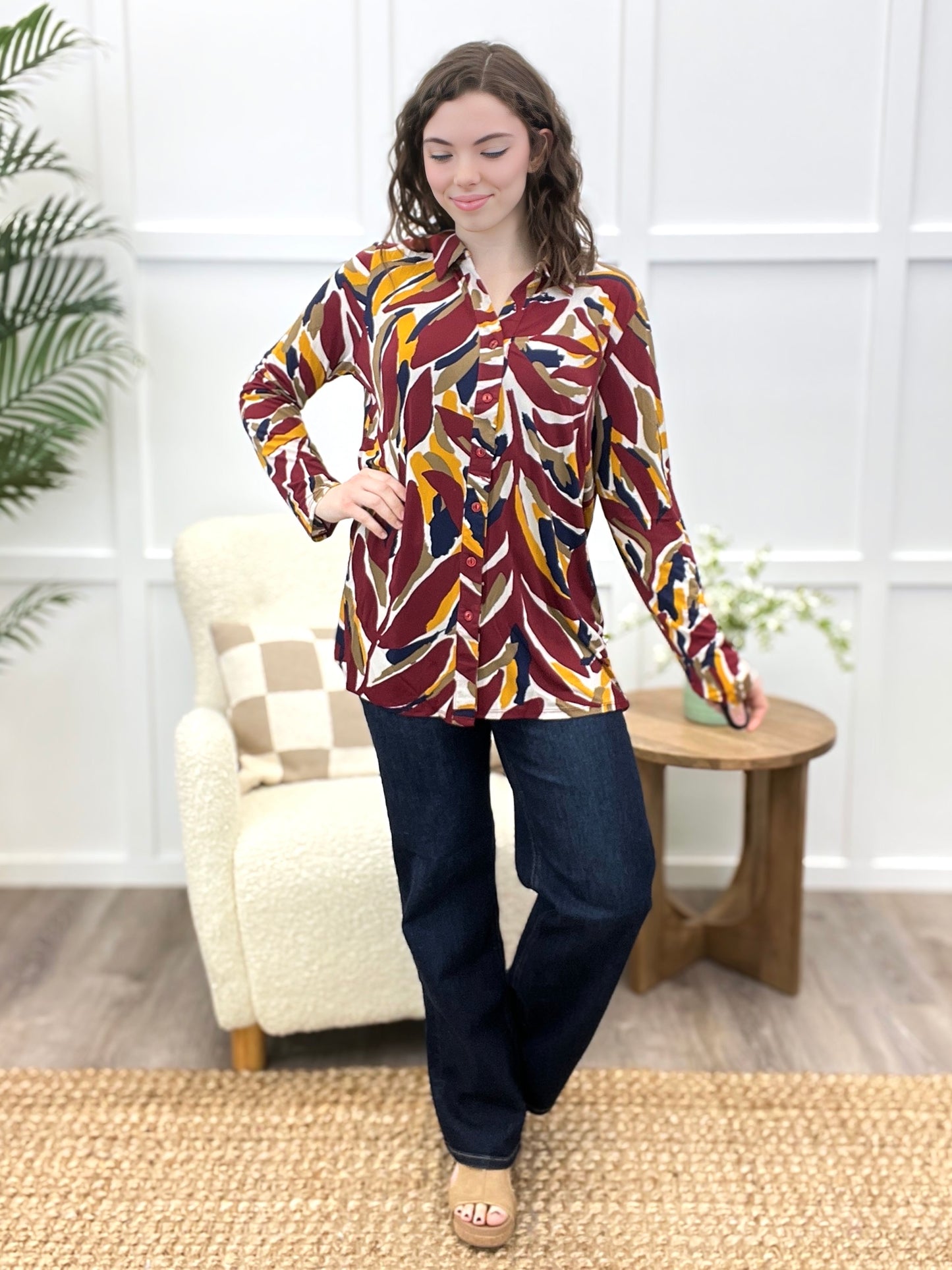 Savannah Splash Button-Up Top