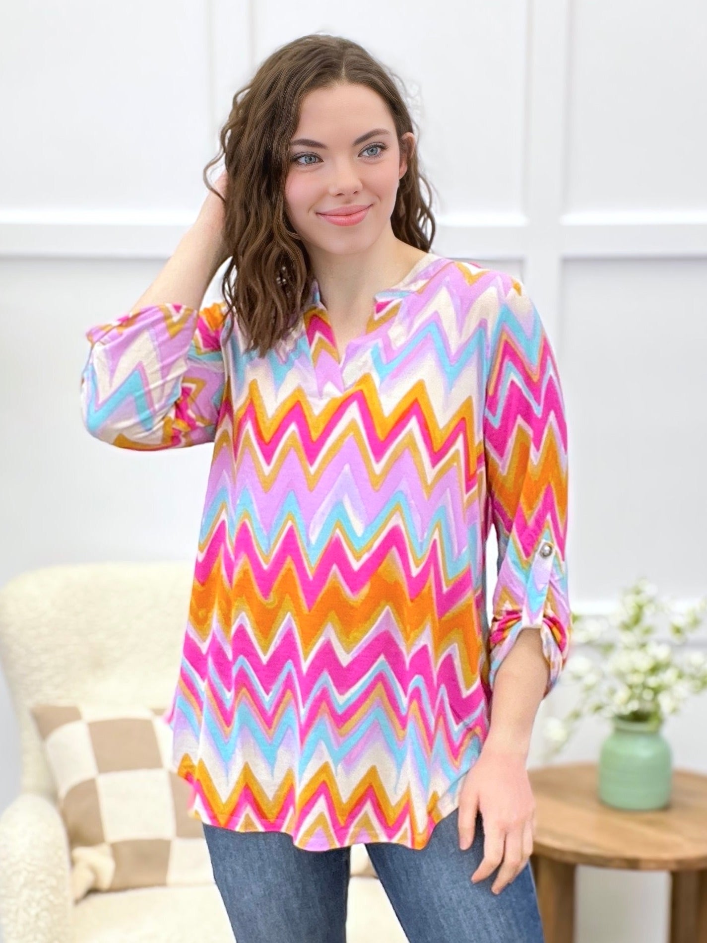 Dear Scarlett Zigzag Charm Lizzy Top