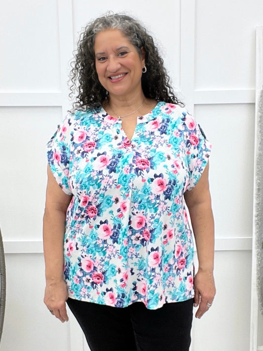 Dear Scarlett Floral Voyage Short Sleeve Lizzy Top