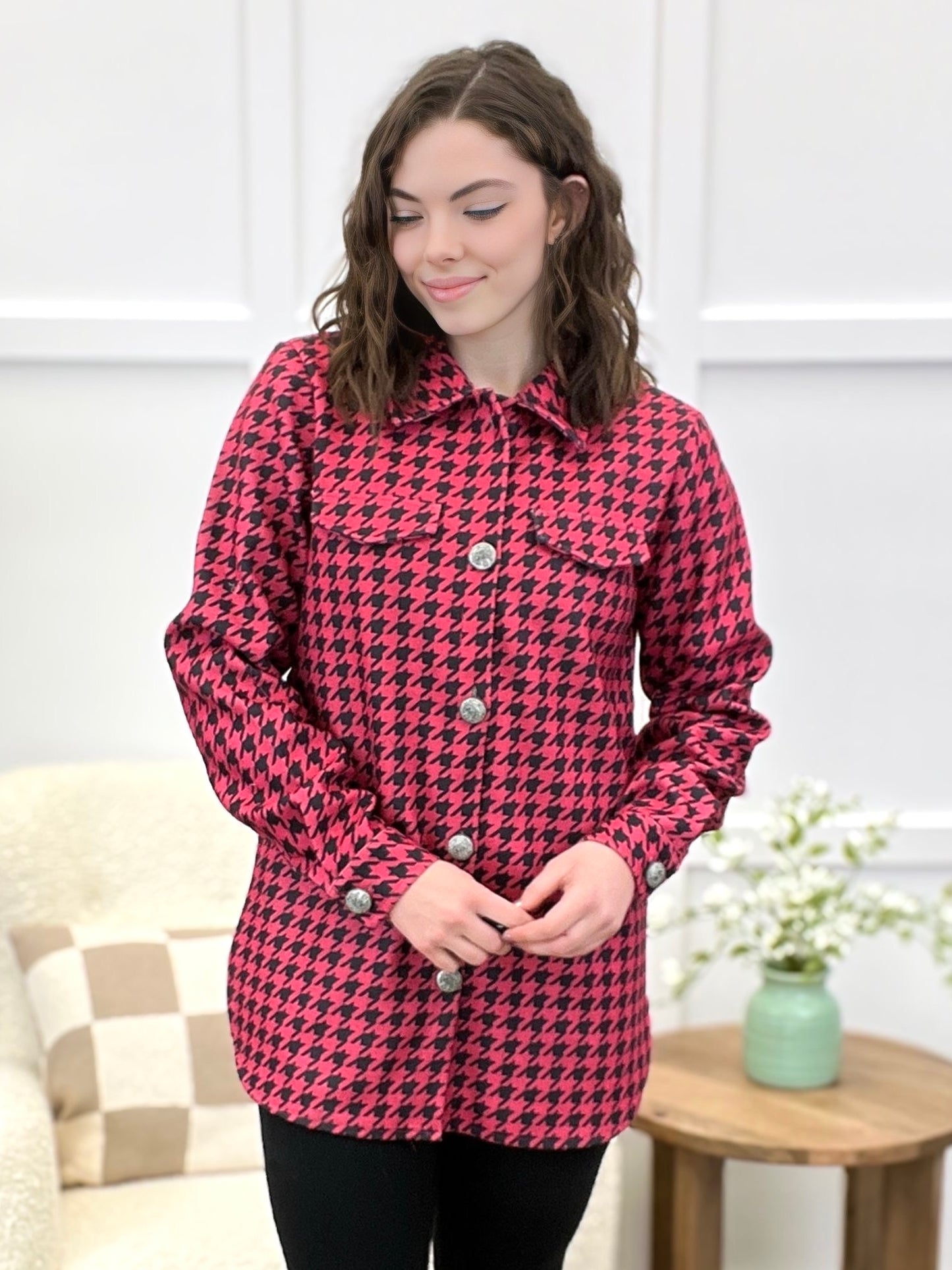 Scarlett Elise Houndstooth Shacket