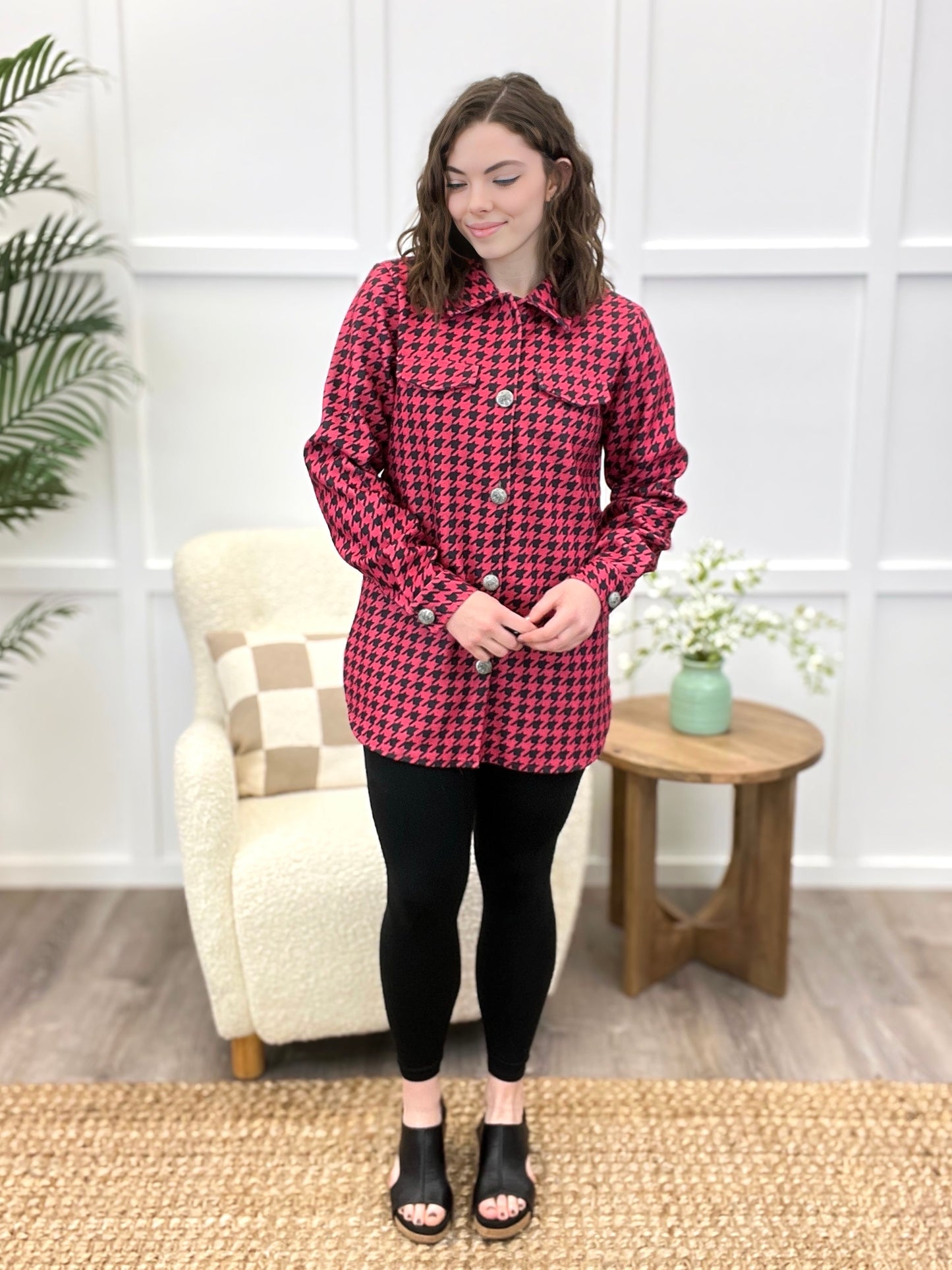 Scarlett Elise Houndstooth Shacket