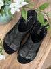 Corkys Volta II Black Shimmer Cork Wedge Sandals