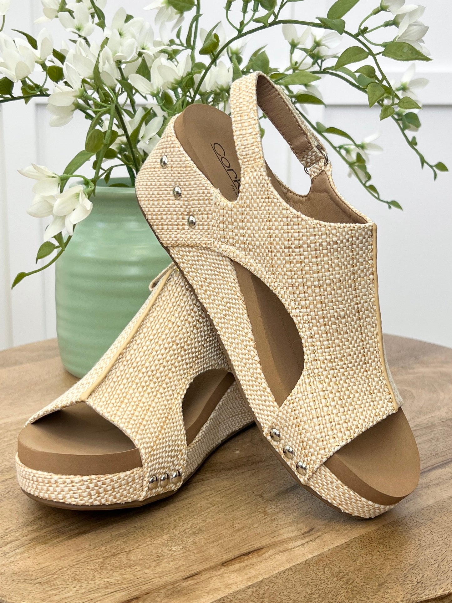 Corkys Volta II Natural Woven Bliss Wedge Sandals