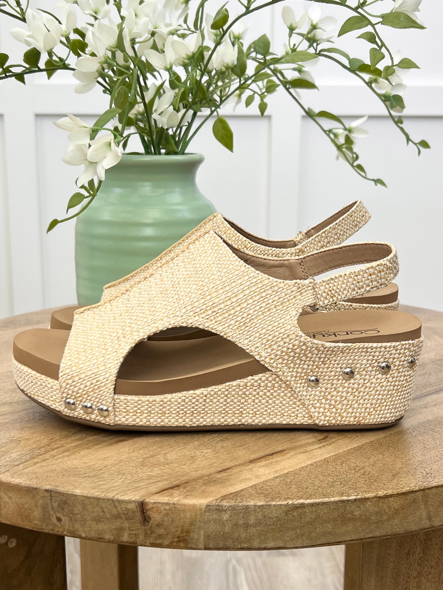 Corkys Volta II Natural Woven Bliss Wedge Sandals