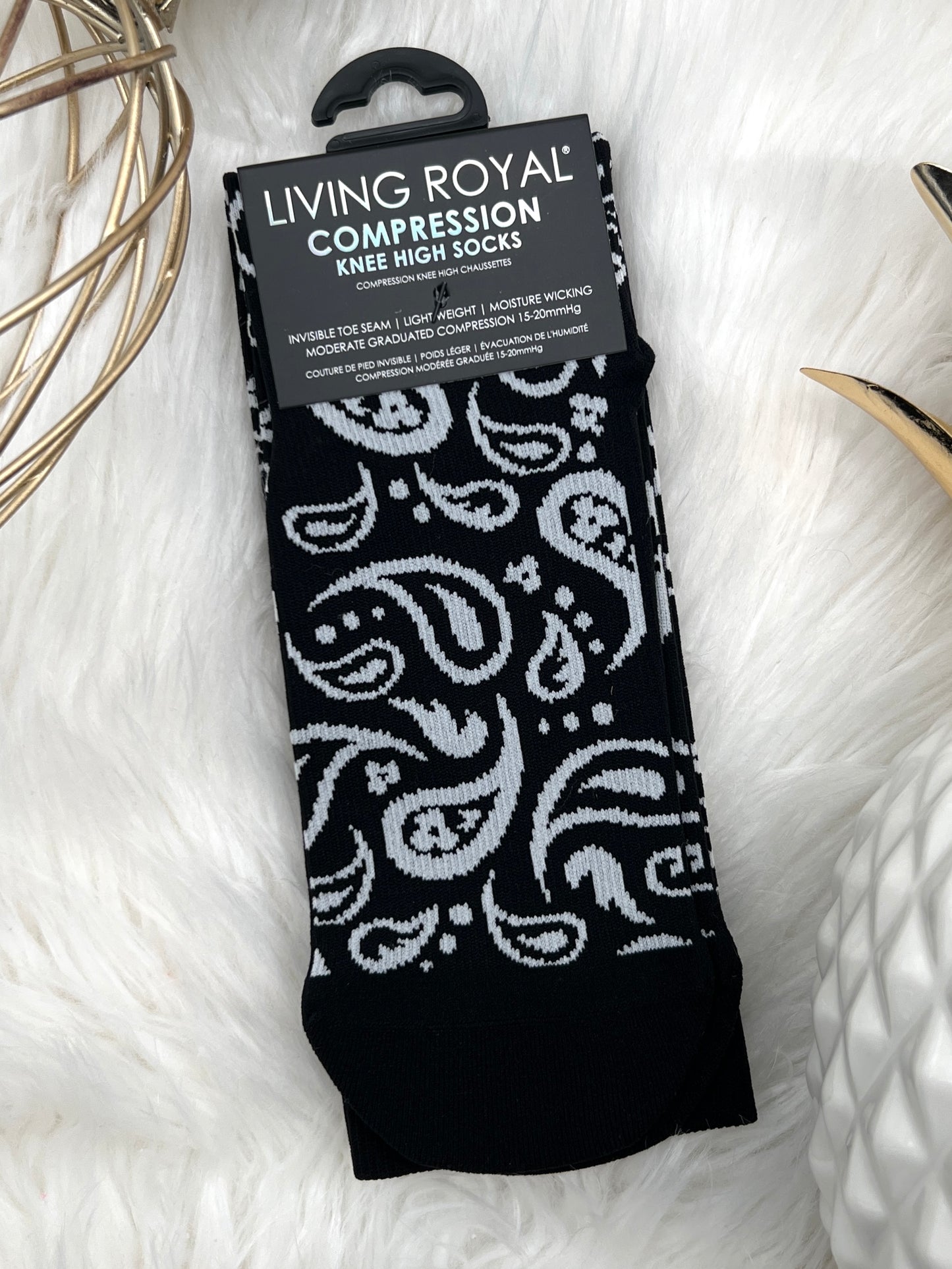 Black Paisley Compression Socks