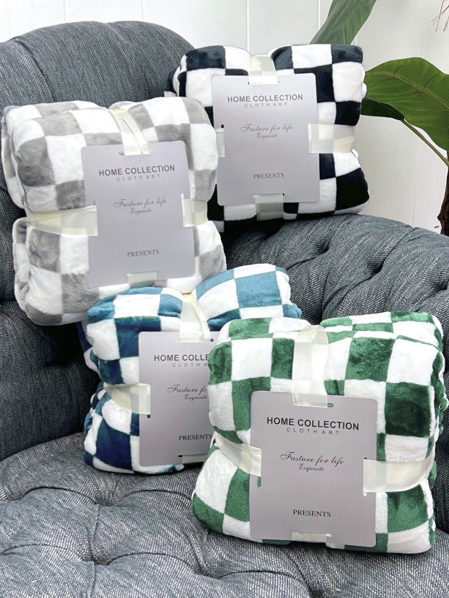 Checkered Microfiber Blankets