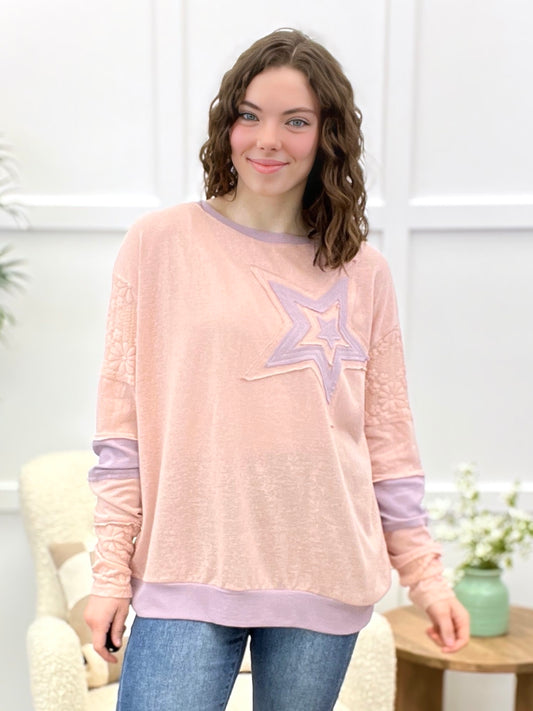 Dusty Rose Starlight Charm Cotton Pullover