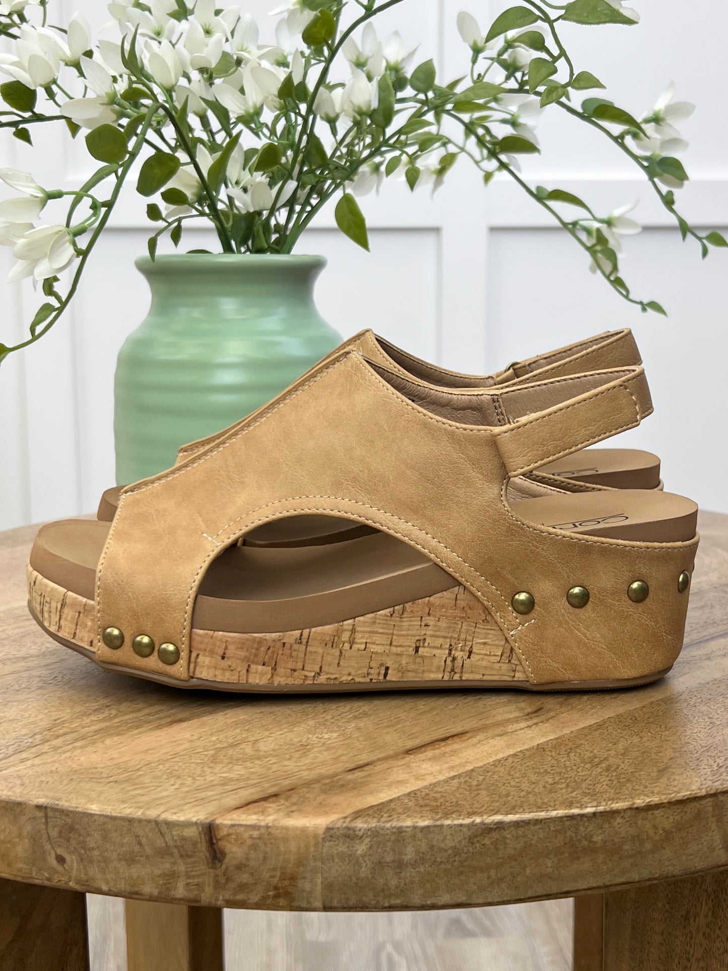 Corkys Volta II Caramel Luxe Cork Wedge Sandals