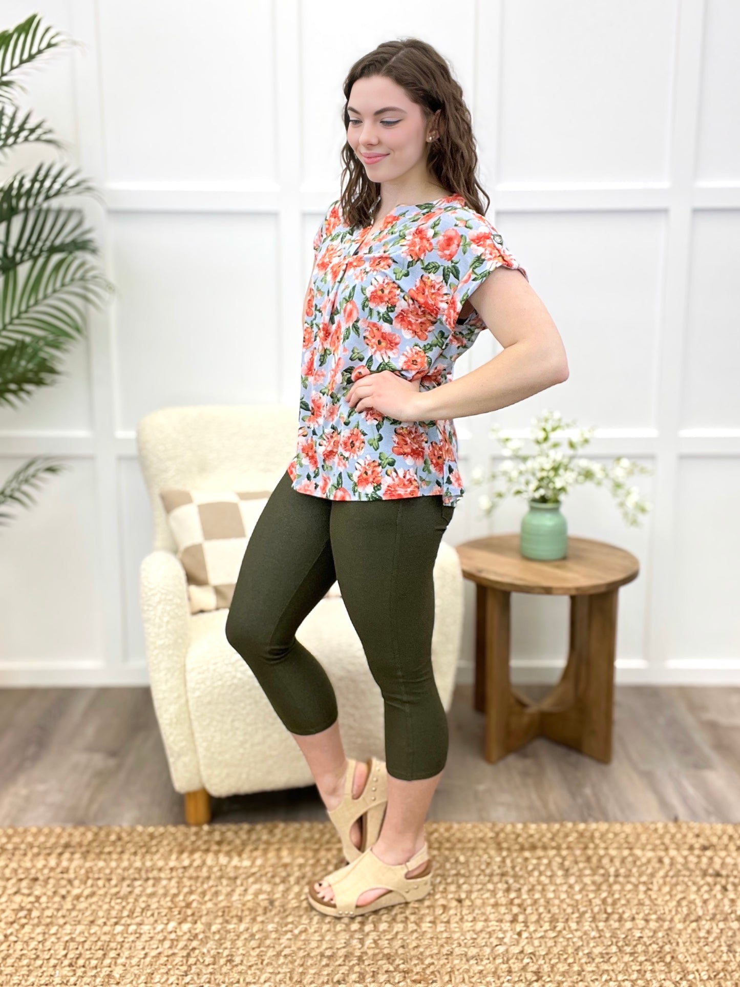 The Peyton Skinny Capri Jeggings - Olive