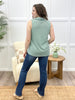Sage & Ivory Striped Sleeveless Collared Top
