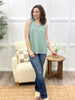 Sage & Ivory Striped Sleeveless Collared Top