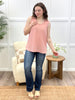 Mauve & Ivory Striped Sleeveless Collared Top