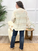 Beige Knit Long Sleeve Cardigan with Grey Stitch Detail