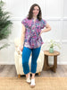 Dear Scarlett Women's Pink & Purple Paisley Short Sleeve Lizzy Top