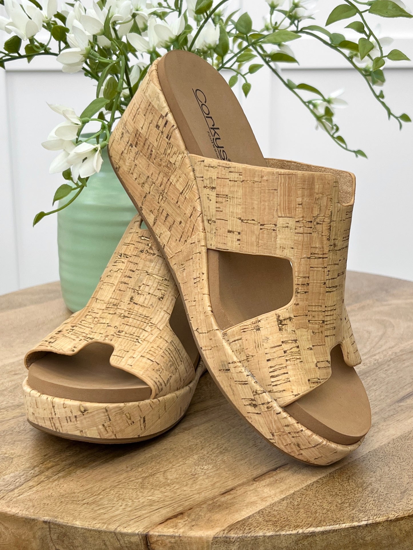 Pucker Up Square Cork Wedge Sandals