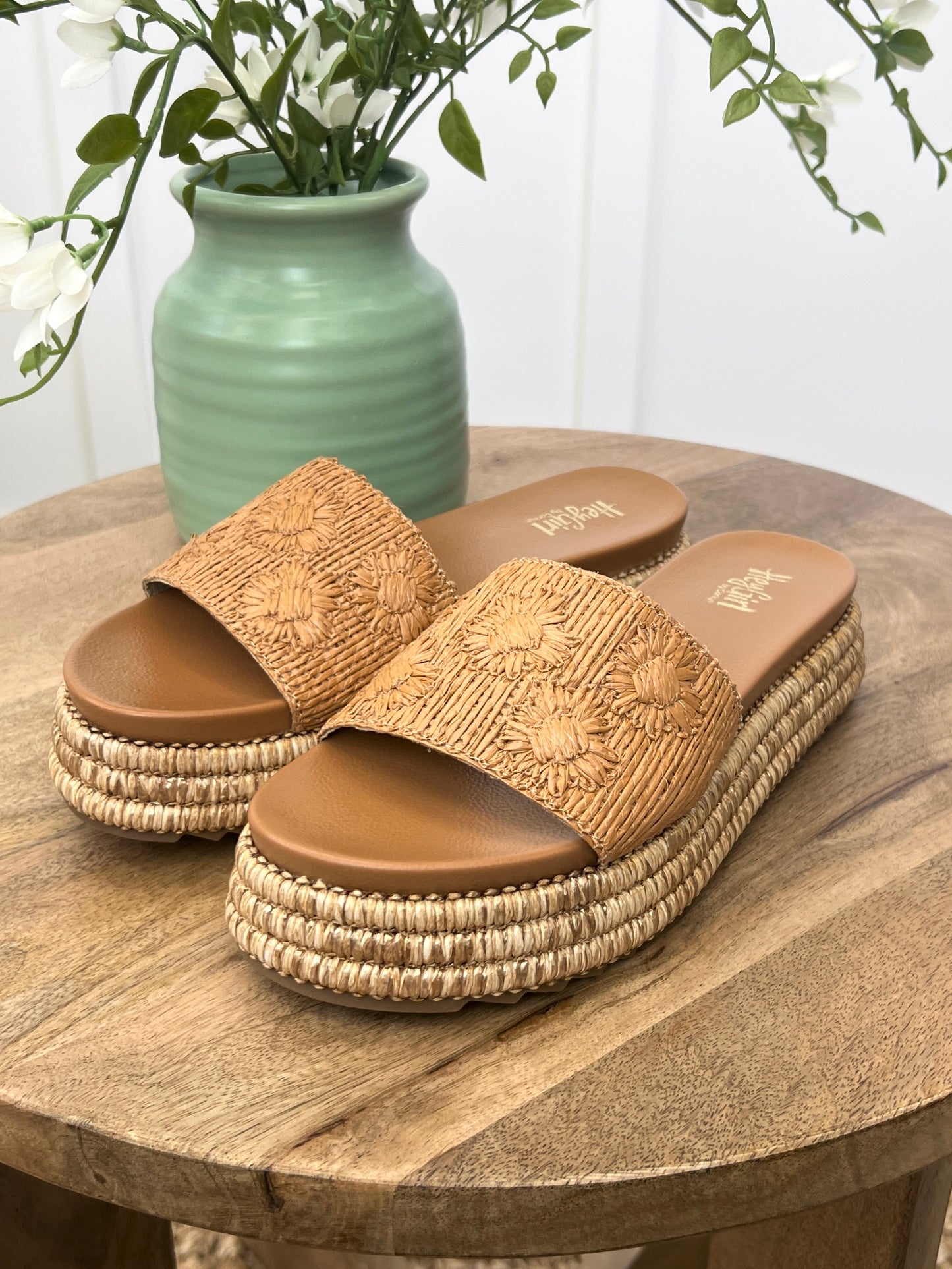 "BRB" Natural Platform Sandals