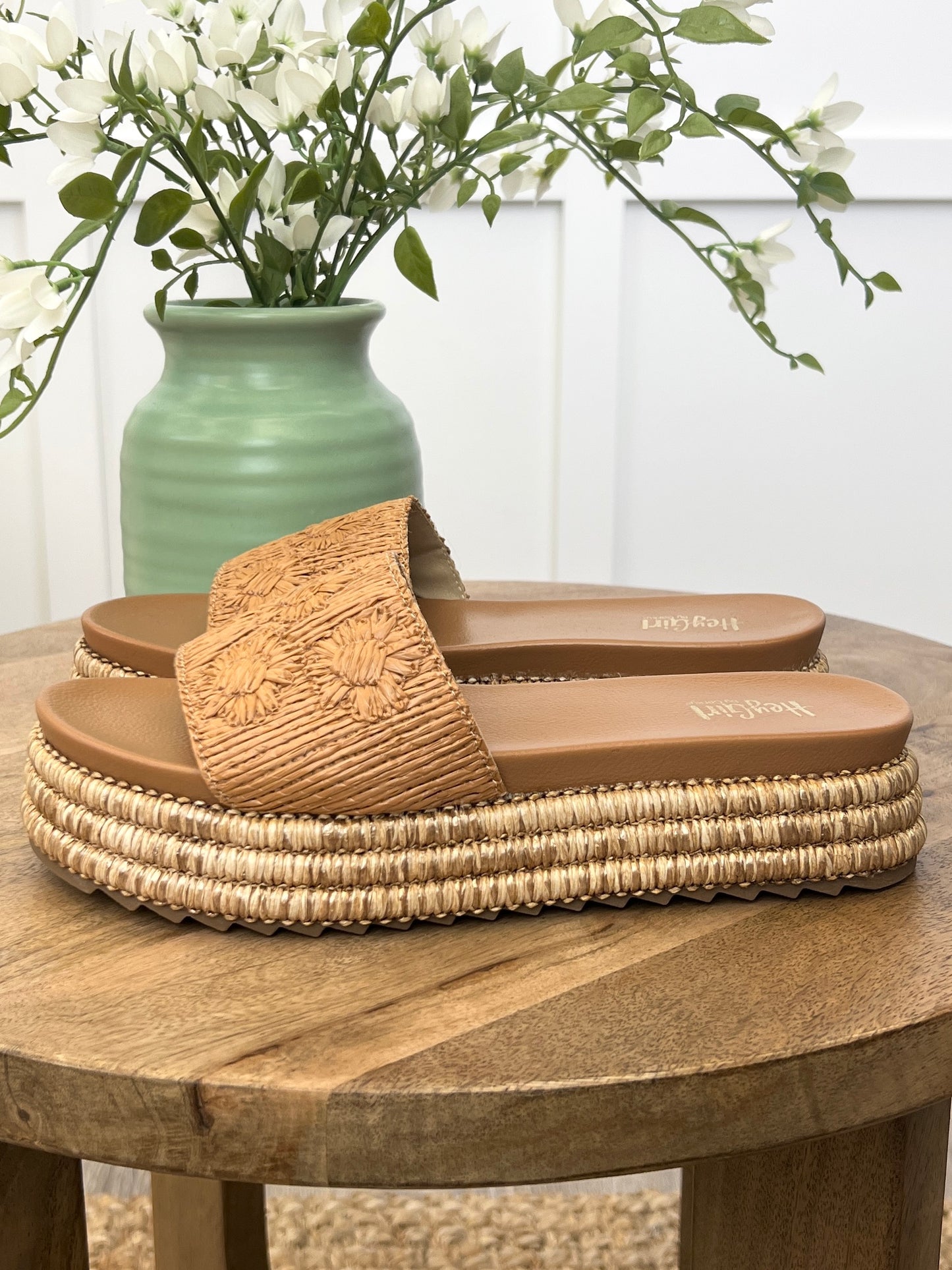 "BRB" Natural Platform Sandals