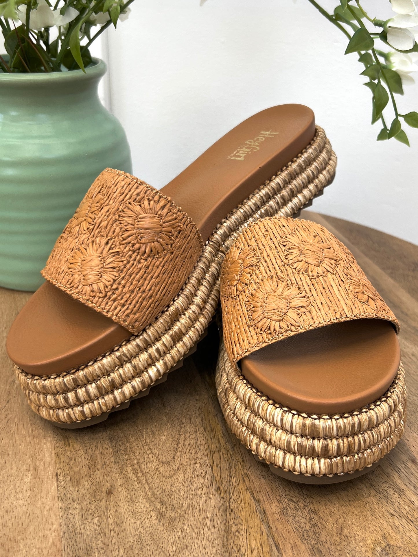 "BRB" Natural Platform Sandals