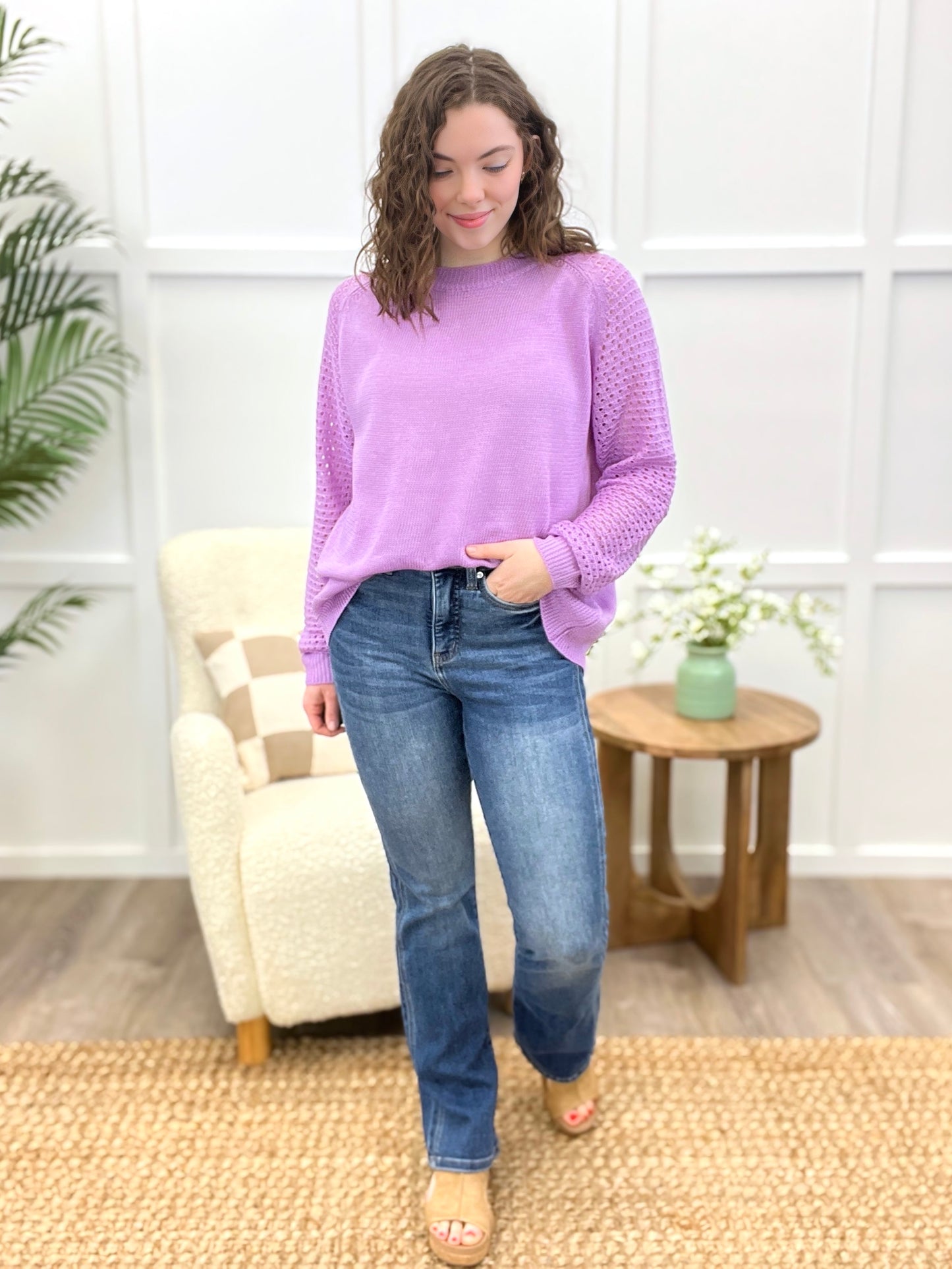 Lavender Grace Lightweight Pullover Knit Sweater