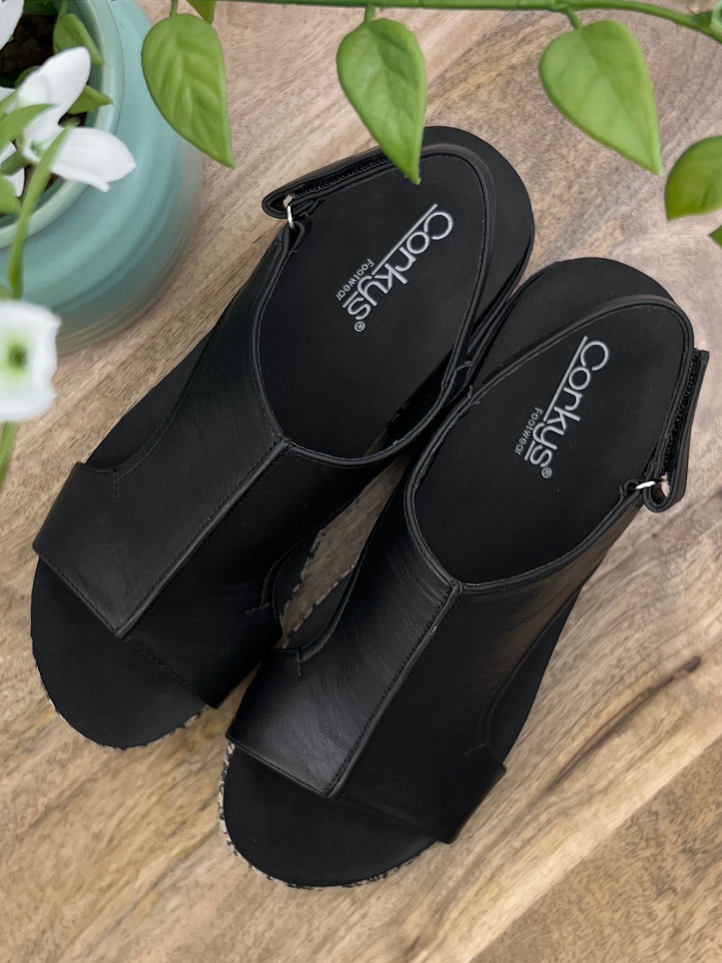 Corkys Volta II Black Raffia Floral Wrapped Sandal