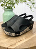 Corkys Volta II Black Raffia Floral Wrapped Sandal