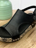 Corkys Volta II Black Raffia Floral Wrapped Sandal