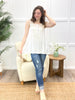 Ivory Blossom Crisscross Back Sleeveless Top