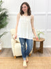 Ivory Blossom Crisscross Back Sleeveless Top