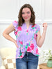 Dear Scarlett Vibrant Floral Flutter Sleeve Top