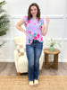 Dear Scarlett Vibrant Floral Flutter Sleeve Top