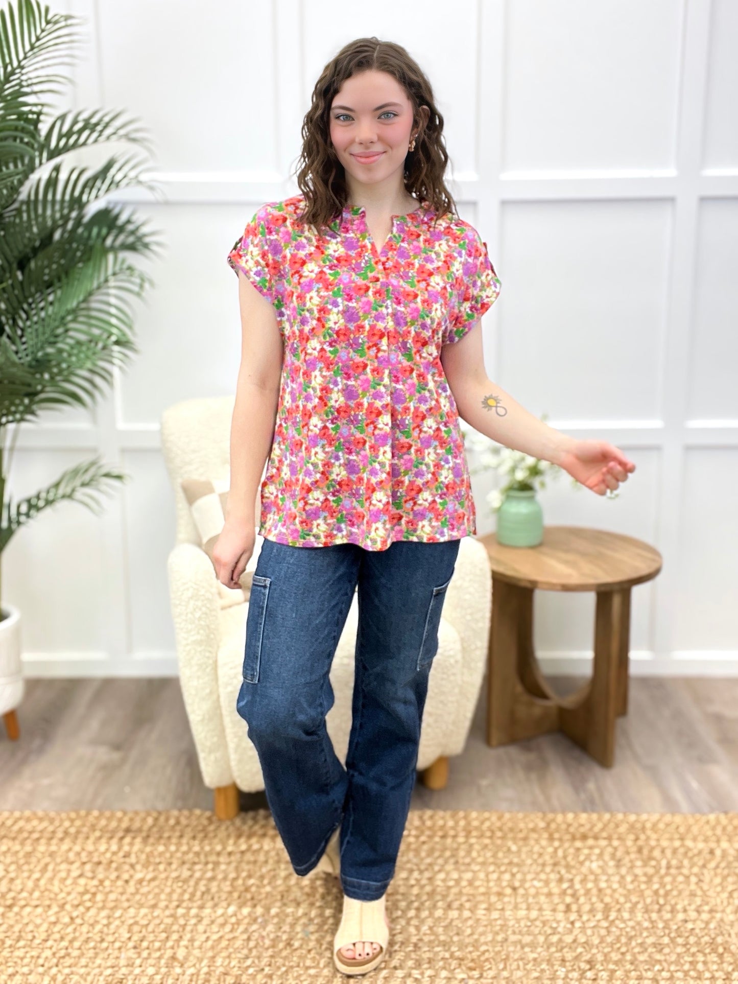 Dear Scarlett Blooming Charm Short Sleeve Top