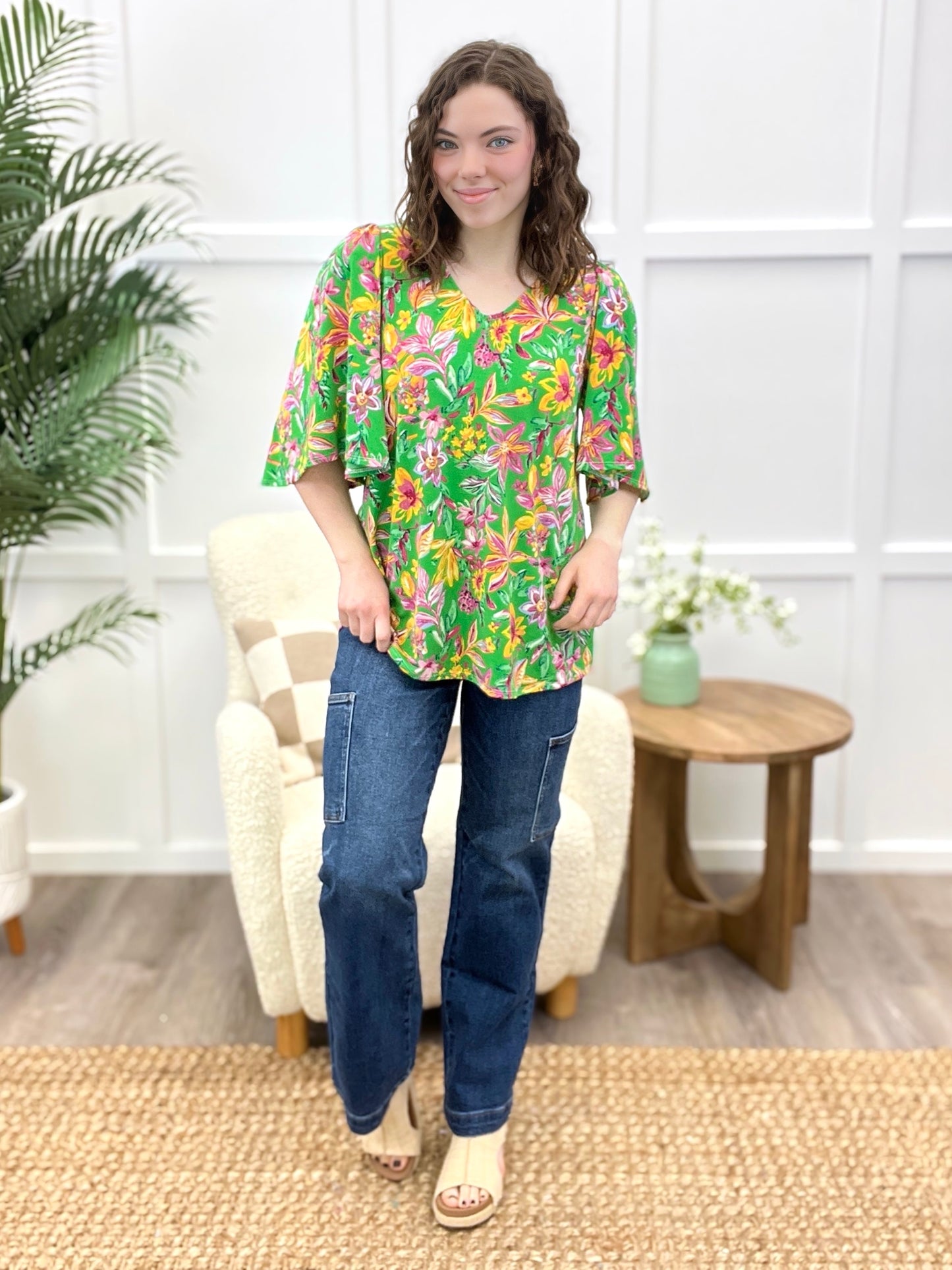 Dear Scarlett Tropical Bliss Half Sleeve Top